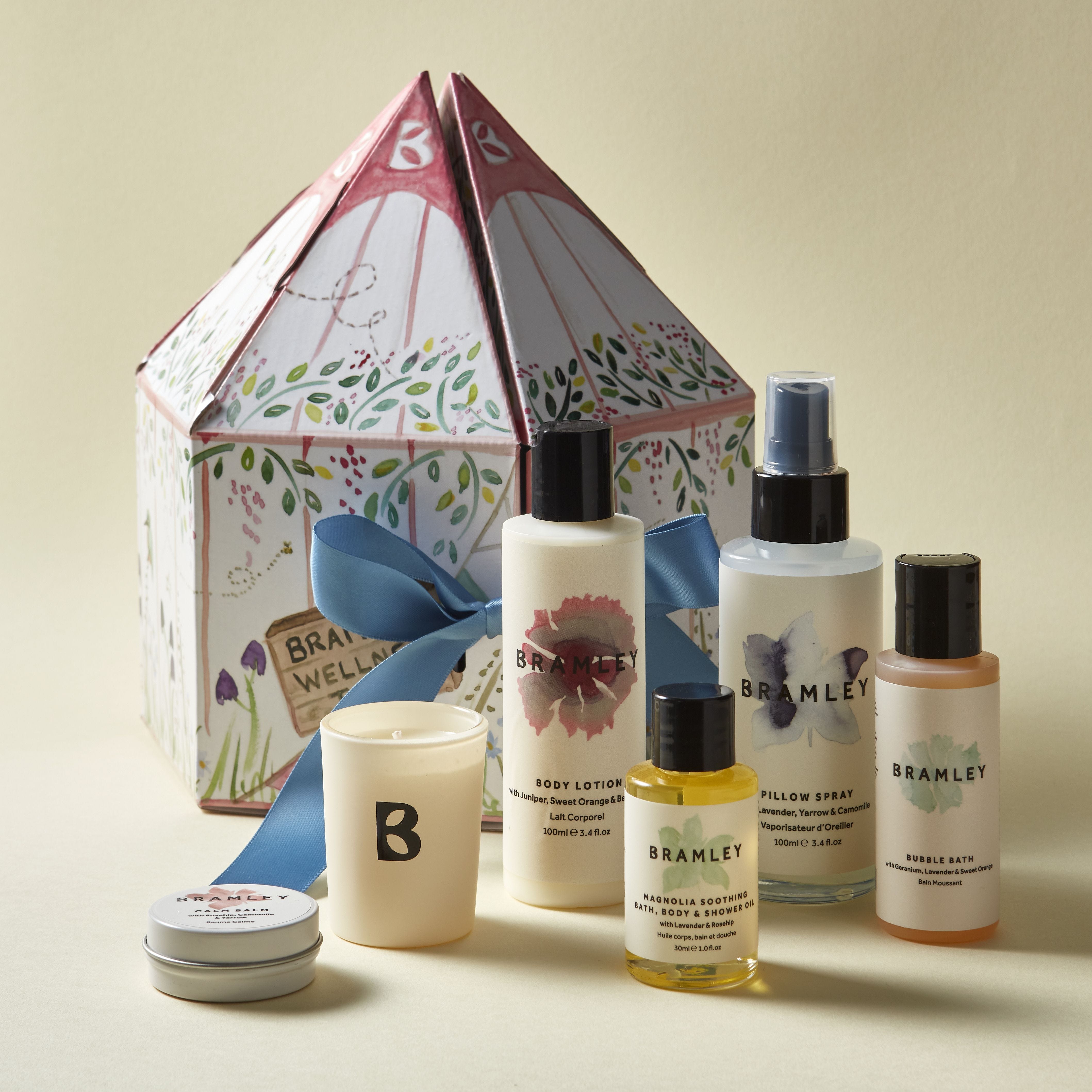 Bramley Wellbeing Tent Gift Set with natural bath products, UK version
