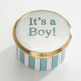 Halcyon Days It's a Boy enamel trinket box 4.5cm (British brand)