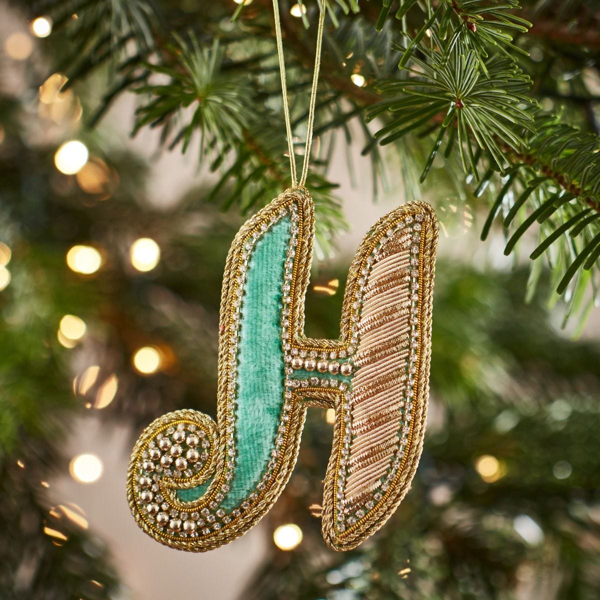 Fortnum's embroidered alphabet Christmas decoration H 8cm (British brand)