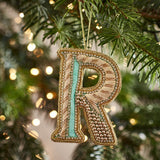 Fortnum's Eau de Nil embroidered letter R Christmas decoration (British brand)