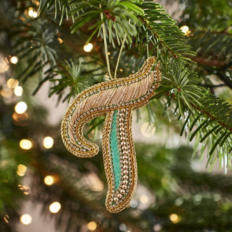 Fortnum's embroidered alphabet Christmas decoration letter T, imported from the UK