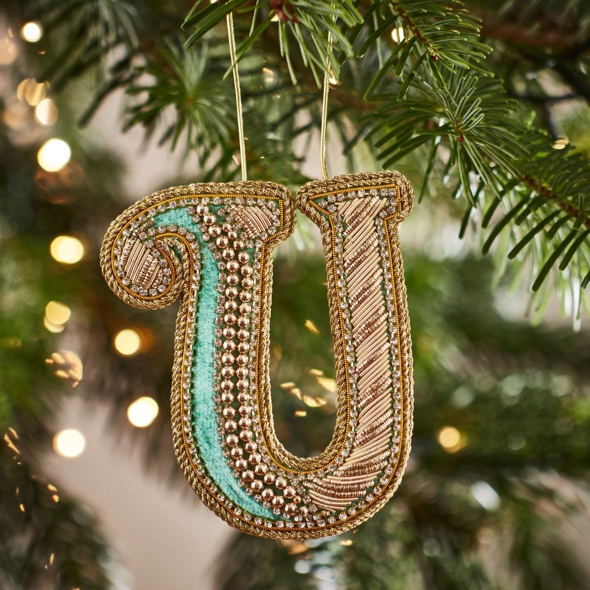 Fortnum's embroidered alphabet U Christmas decoration 8cm, imported from the UK