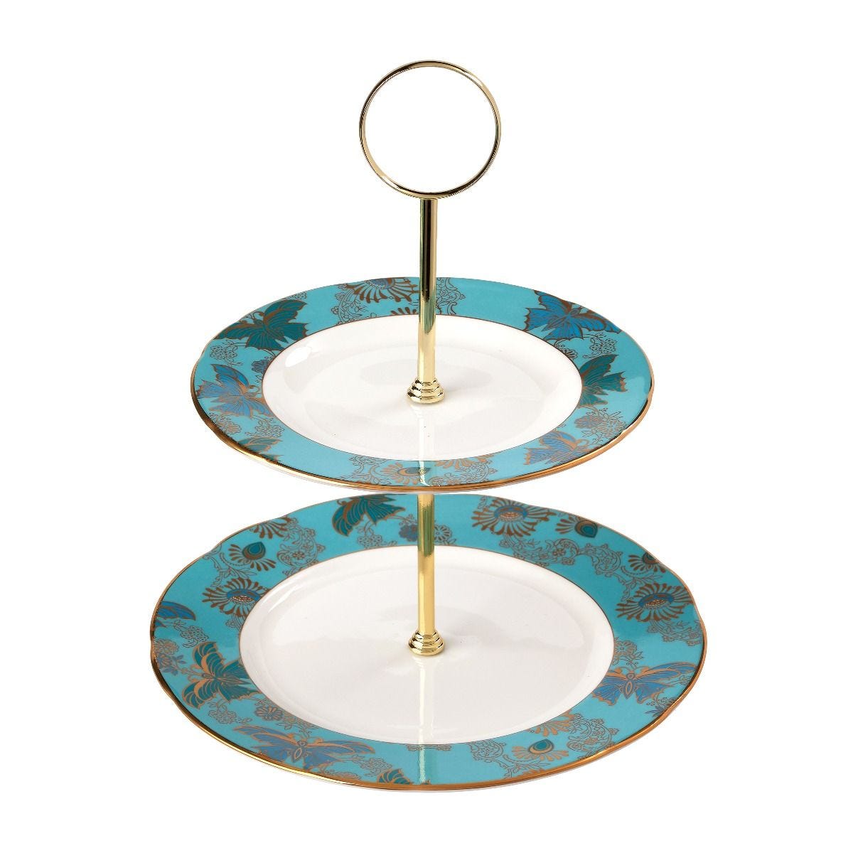 Fortnum's two-tier high tea cake stand in fine bone china - British product