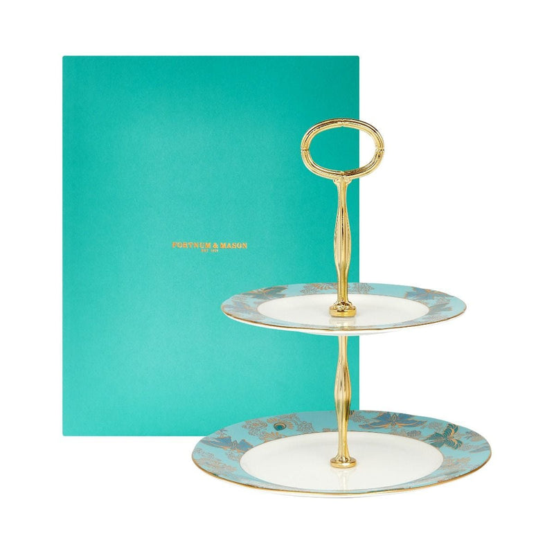 Fortnum's two-tier high tea cake stand in fine bone china - British product