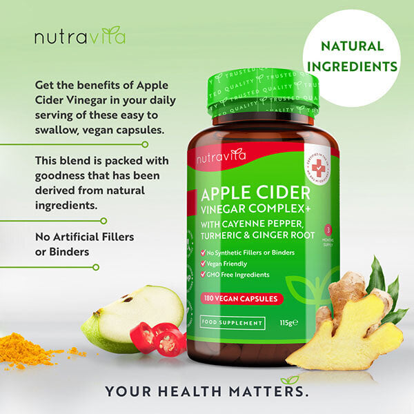 Nutravita Apple Cider Vinegar + Turmeric & Ginger - 180 Caps GOODS Superdrug   