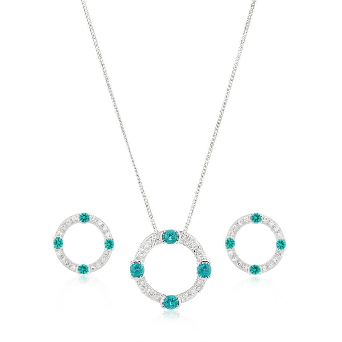 Laura Vann Luna pendant and earrings, rhodium plated sterling silver - British product