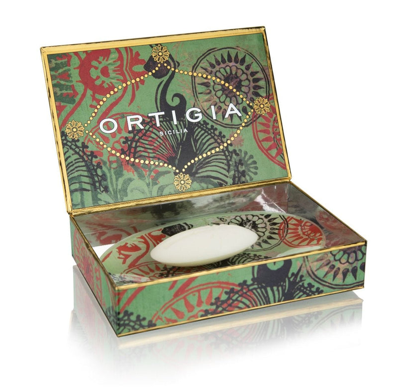 Ortigia Sicilia glass plate and soap set Fico d'India, UK version