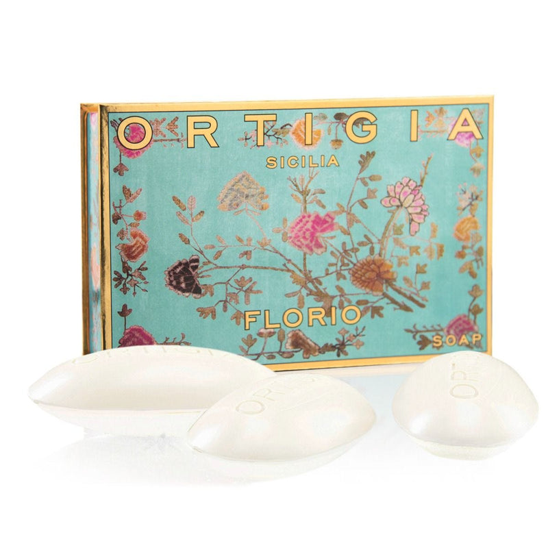 Ortigia Sicilia Florio olive oil soaps 3x100g, imported from the UK