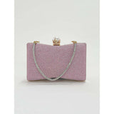 SVNX pink square clutch bag with 3D florals and rhinestone handle - British product