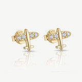 MUCHV tiny airplane earrings in gold or silver, imported from the UK