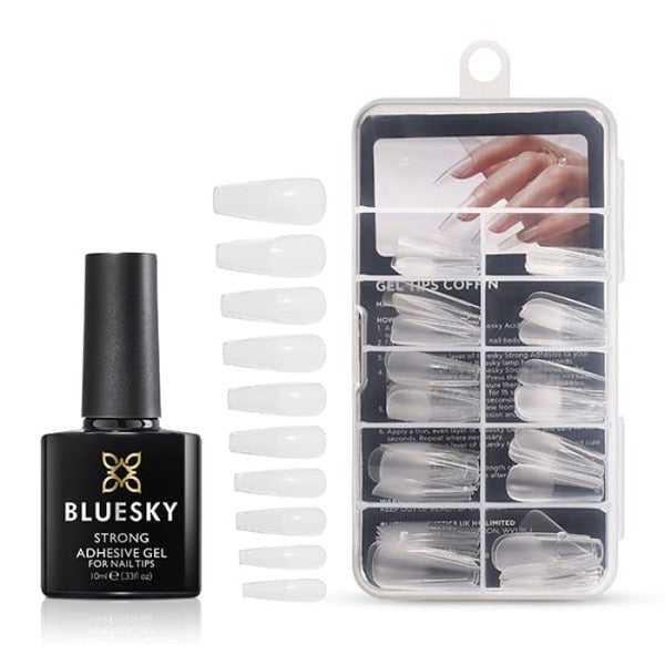 Bluesky soft gel nail extension tips coffin 100 pieces - British product
