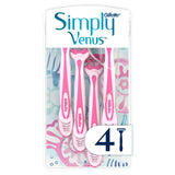 Gillette Venus Simply 3 Disposable Razor x4 women's shaving Sainsburys   