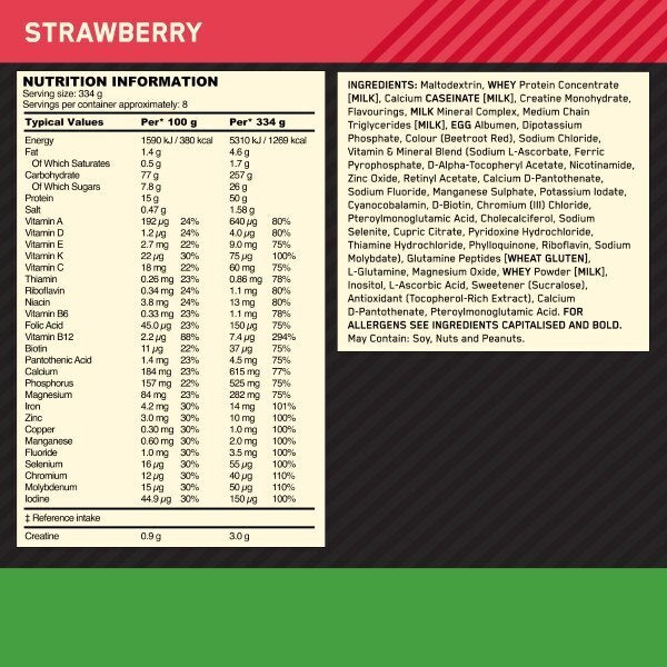 Optimum Nutrition Serious Mass Strawberry 2.73Kg GOODS Superdrug   