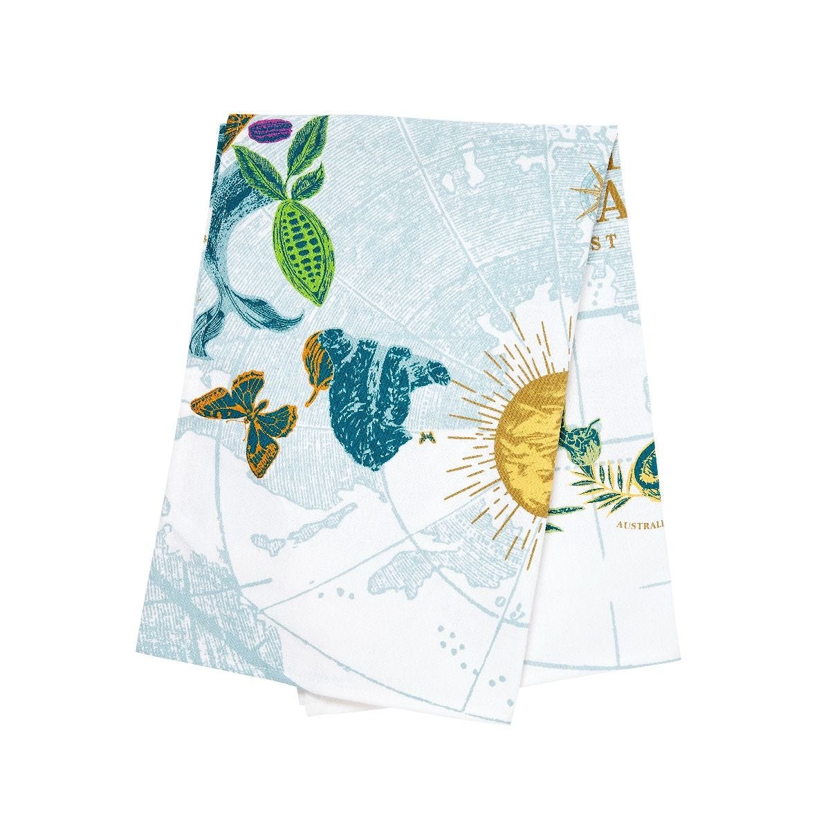 Fortnum's Explorer's tea towel with globe design, UK version