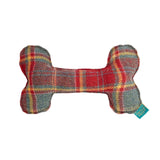Fortnum's red tartan dog bone cushion, imported from the UK