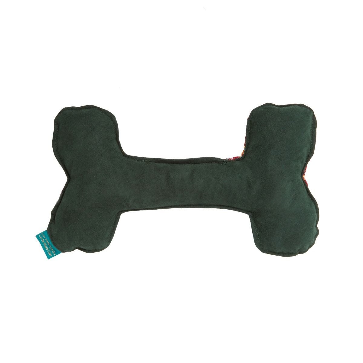 Fortnum's green tartan dog bone cushion, imported from the UK