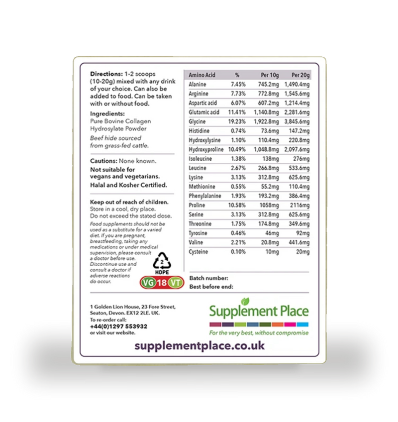 Supplement Place collagen peptides powder type 1 and 3 250g, imported from the UK