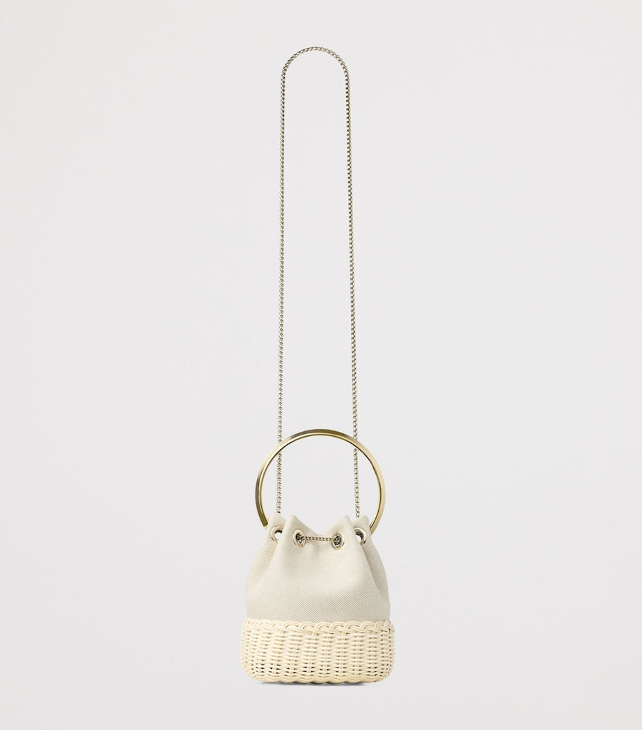 Jimmy Choo Bon Bon canvas and raffia top-handle bag, UK version