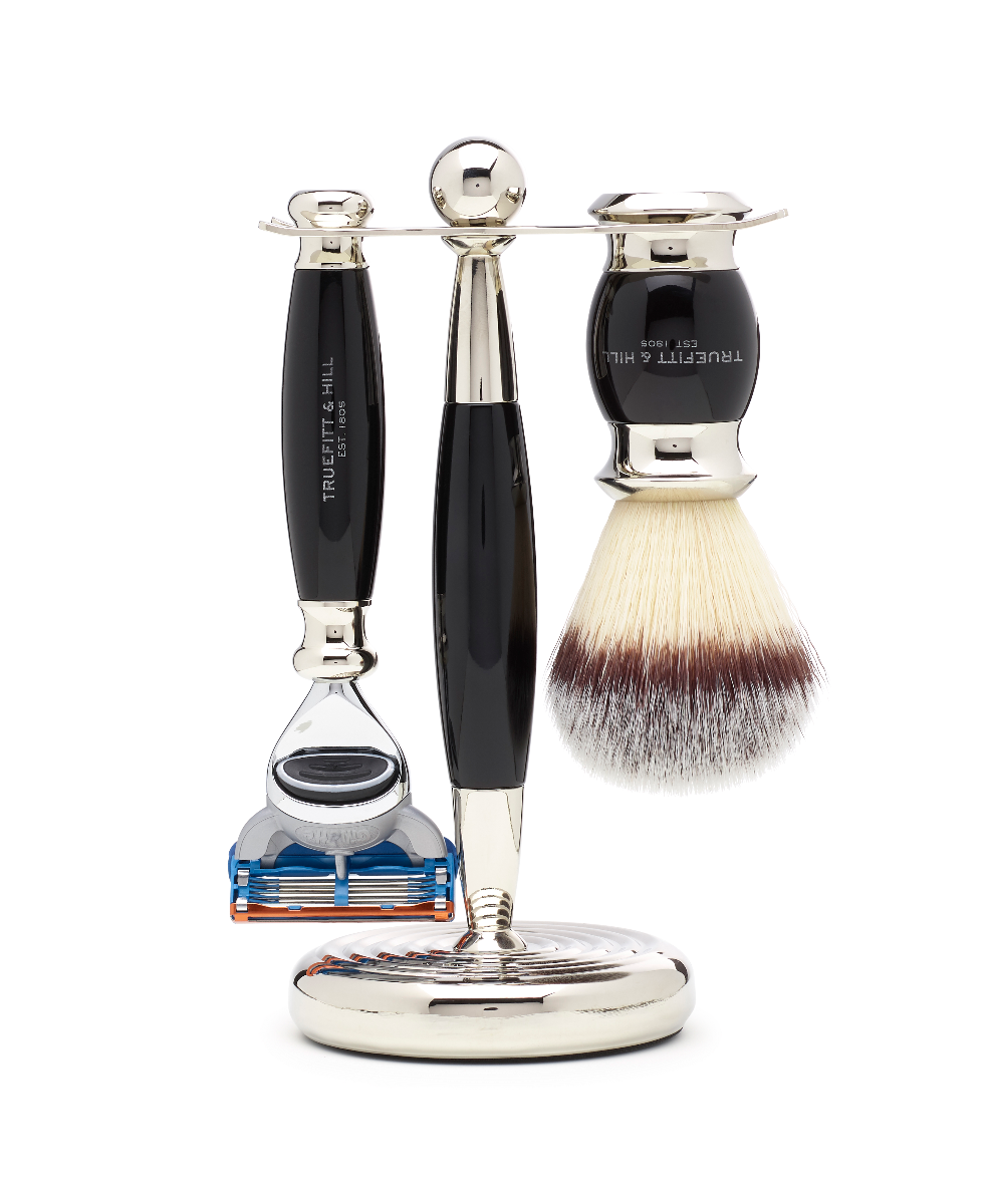 Truefitt & Hill Edwardian shaving set in faux ebony - British product