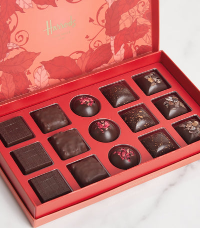Collection de chocolat noir 15 pièces avec framboise, caramel et orange 125g