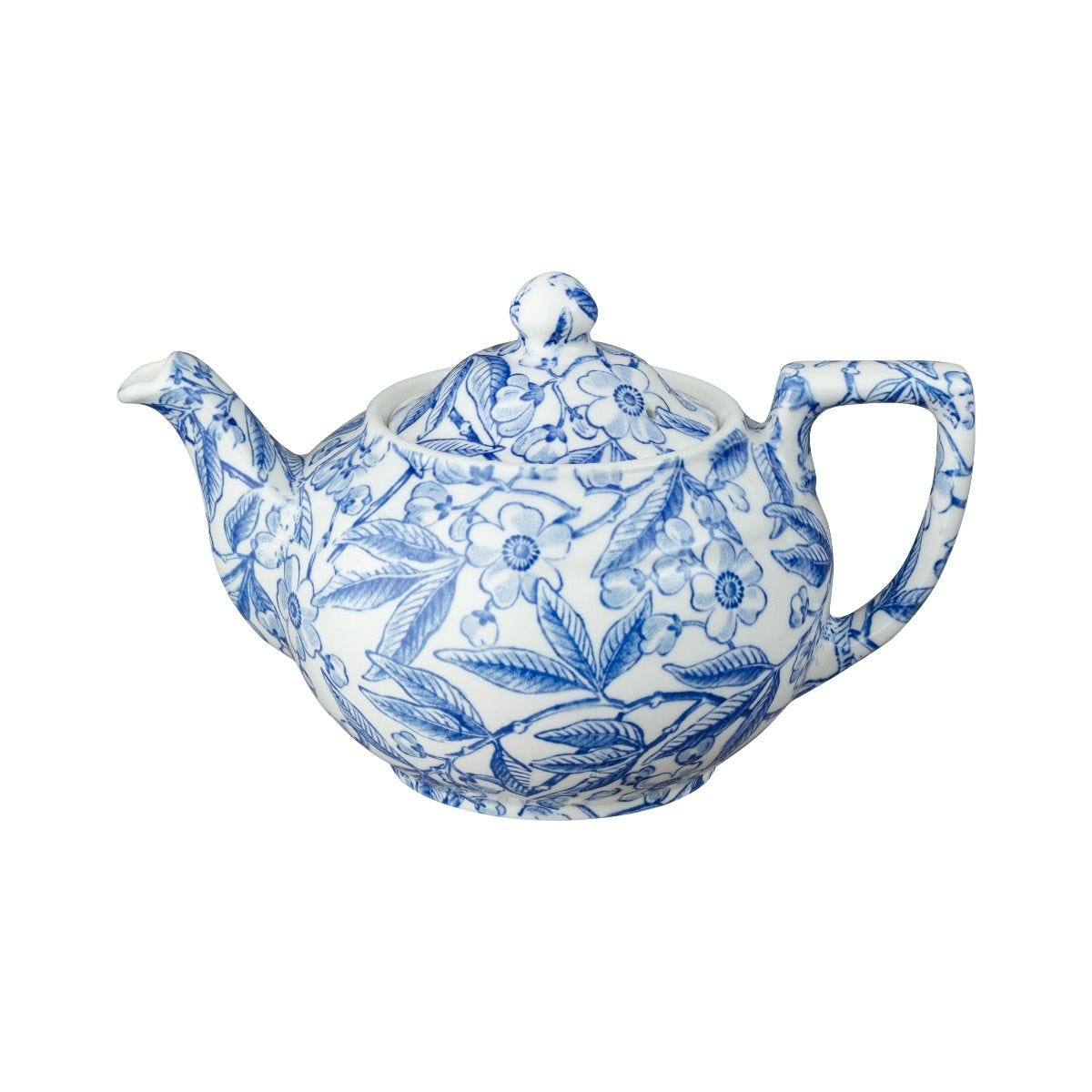 Burleigh small Prunus floral teapot in blue, UK version