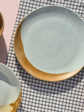 Curateology Tavora Salt Glazed Blue Dinner Plates, Set of 4