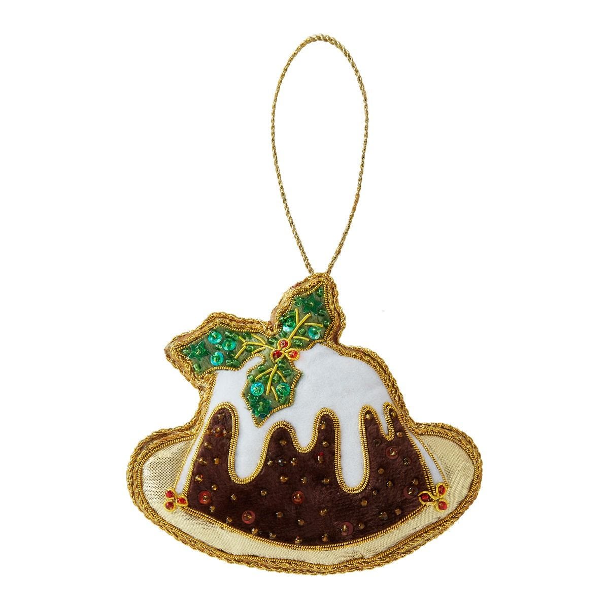 Fortnum's embroidered Christmas pudding platter decoration (British brand)