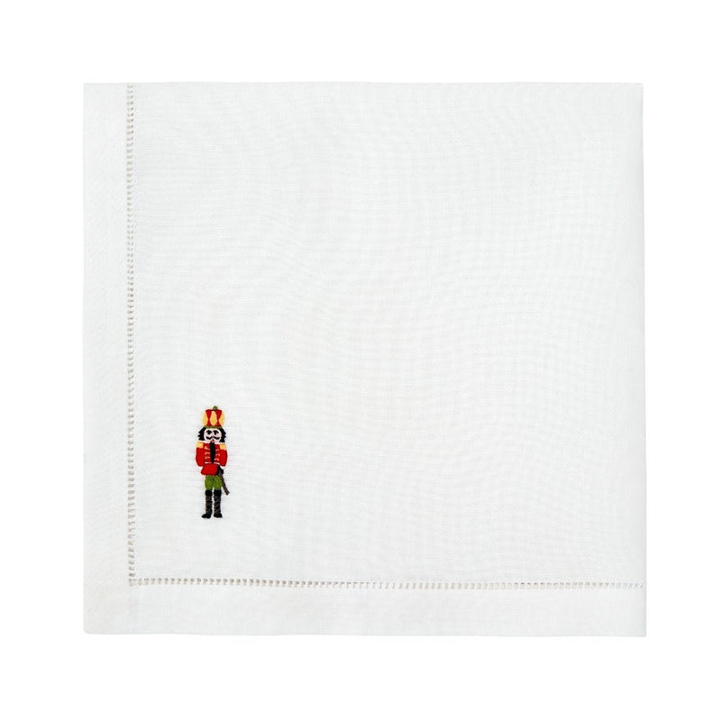 Christmas Nutcracker hand-embroidered cotton napkin 50cm - British product