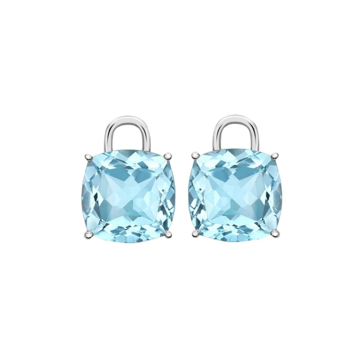 Kiki McDonough blue topaz cushion drops in 18ct white gold (British brand)