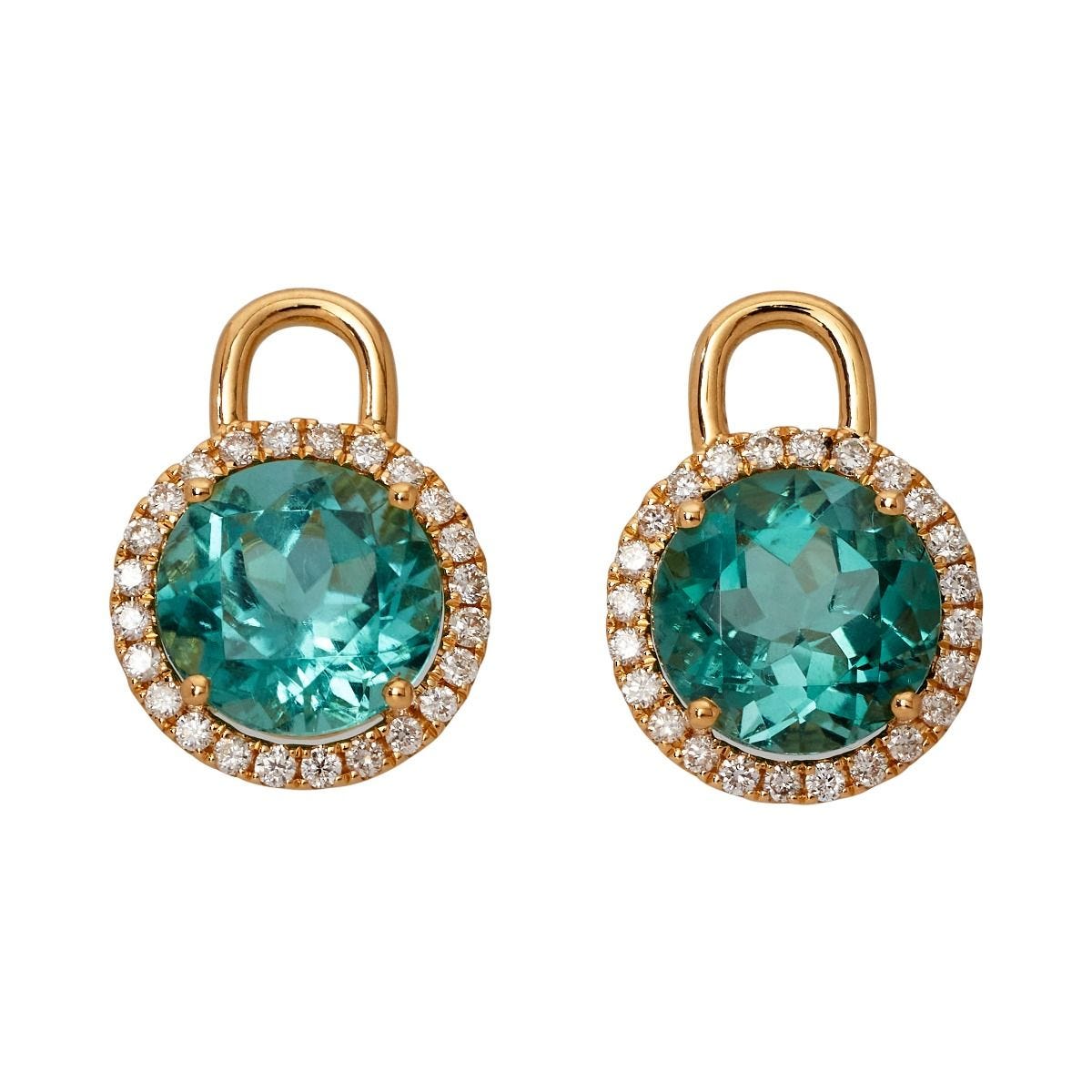 Kiki McDonough Grace green tourmaline diamond drops, 18ct gold (British brand)