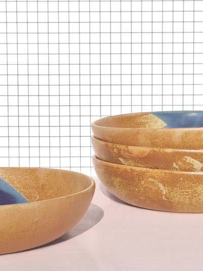 Next Curateology Blue Tavora Salt Glazed Pasta Bowls (Set of 4)- Buy online at McGrocer