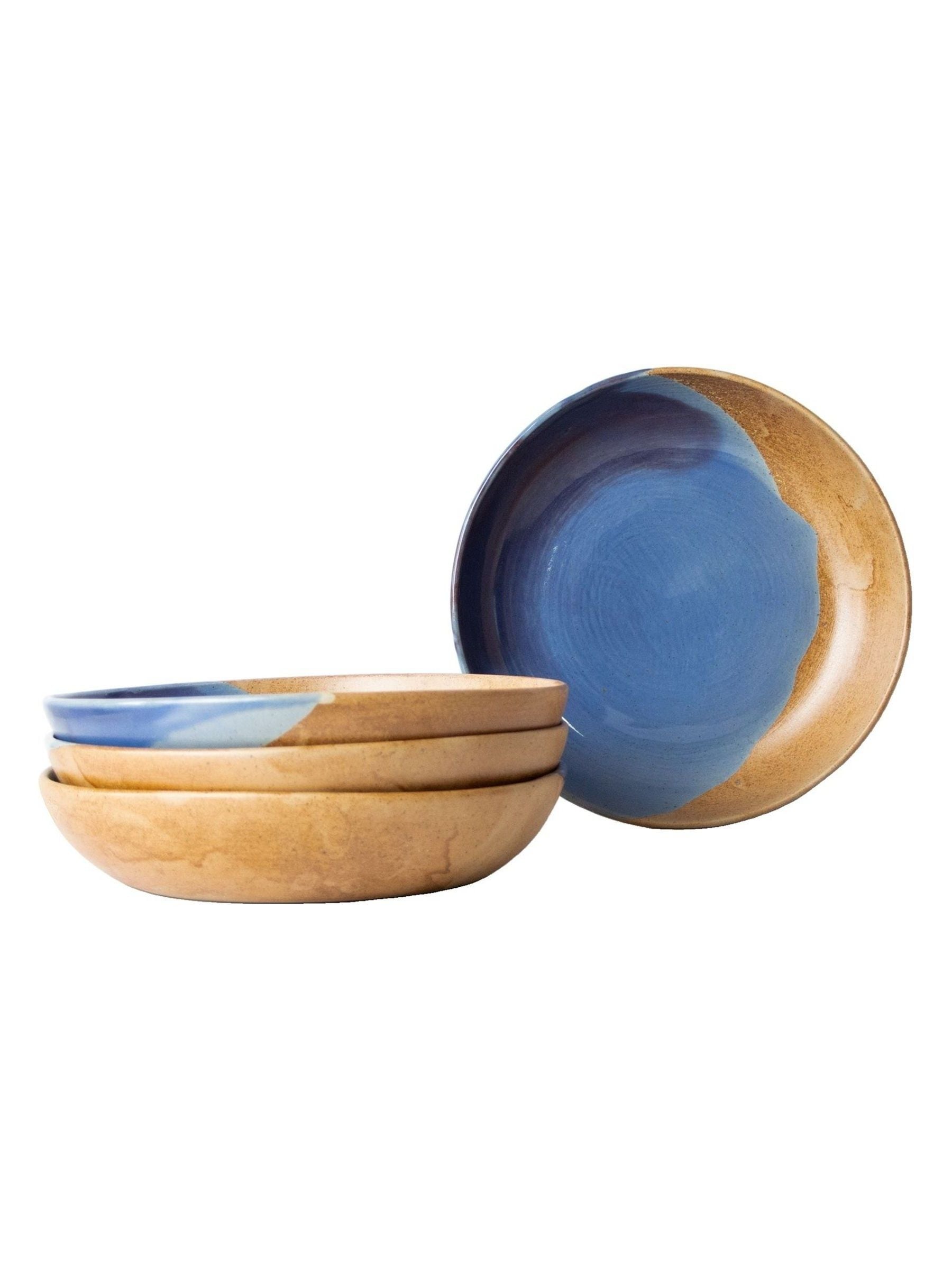 Curateology salt glazed stoneware pasta bowls set of 4 - British product