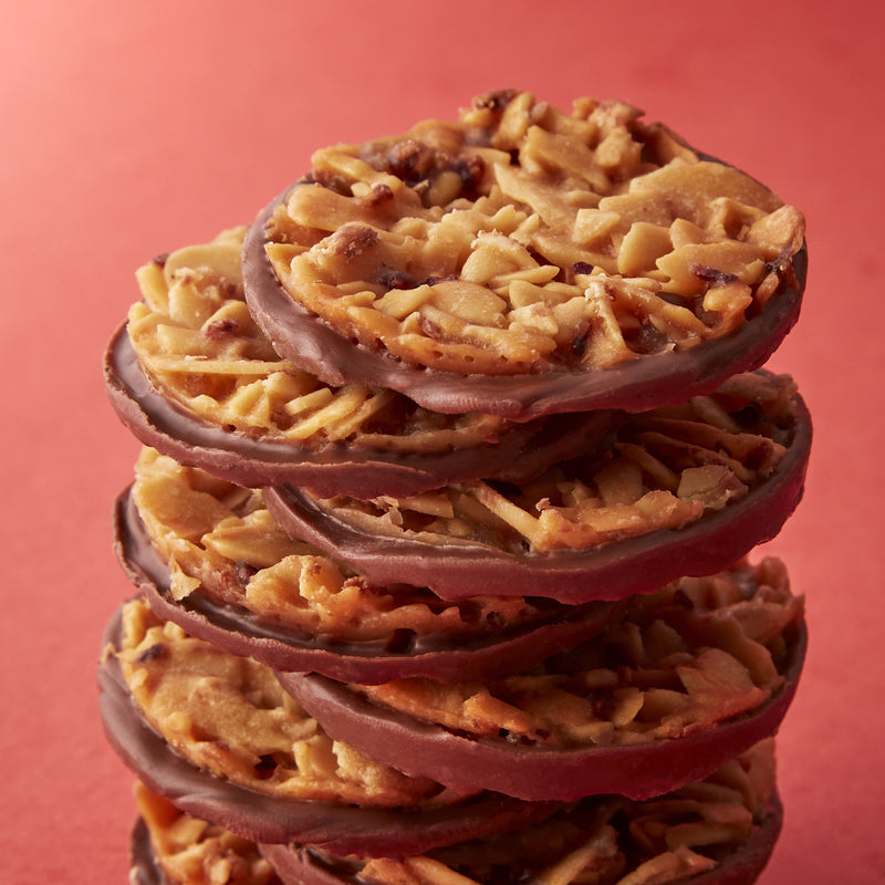 Raspberry and rose milk chocolate florentines 150g, British product