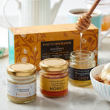 Beekeeper's honey gift pack with three 100g jars, imported from the UK