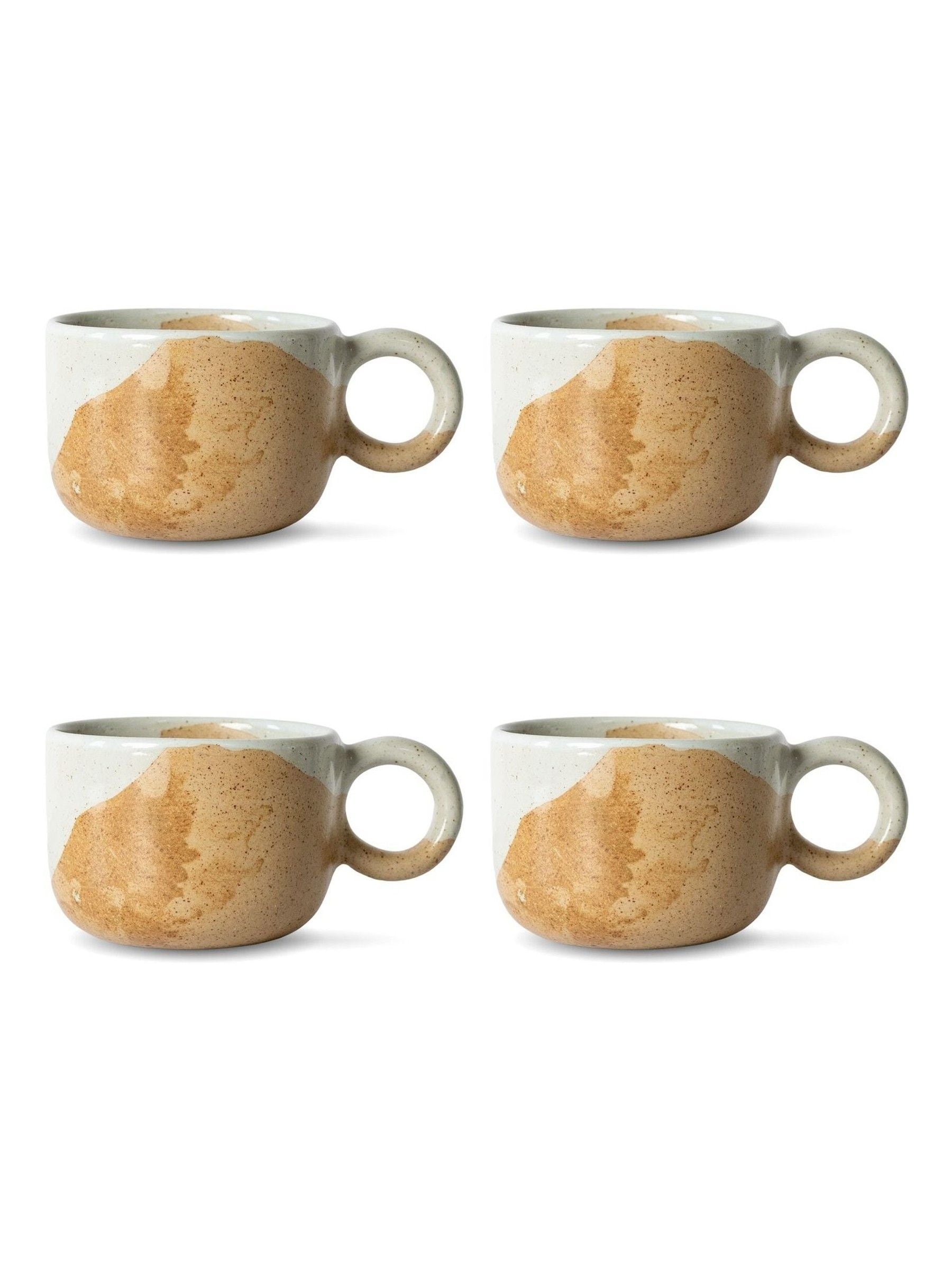 Curateology white salt glazed stoneware mugs set of 4 (British brand)