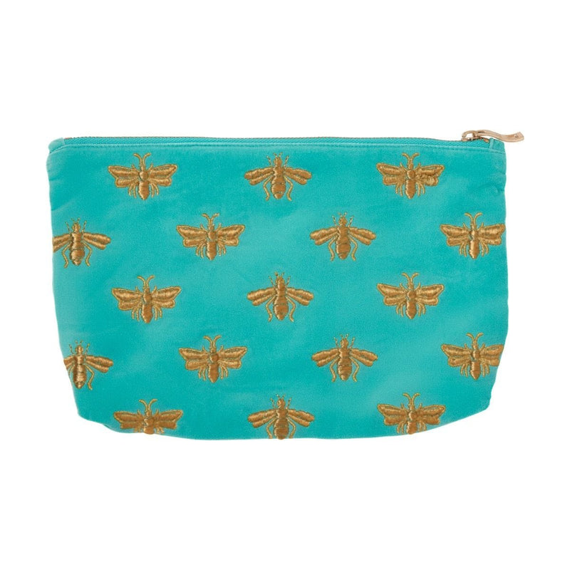 Elizabeth Scarlett honey bee pouch in blue turquoise, imported from the UK