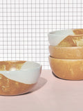 Curateology Blue Set of 4 Tavora Salt Glazed Cereal Bowls