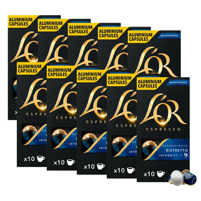 LOR Ristretto Decaf Nespresso-kompatible aluminiumkaffekapsler 100 porsjoner