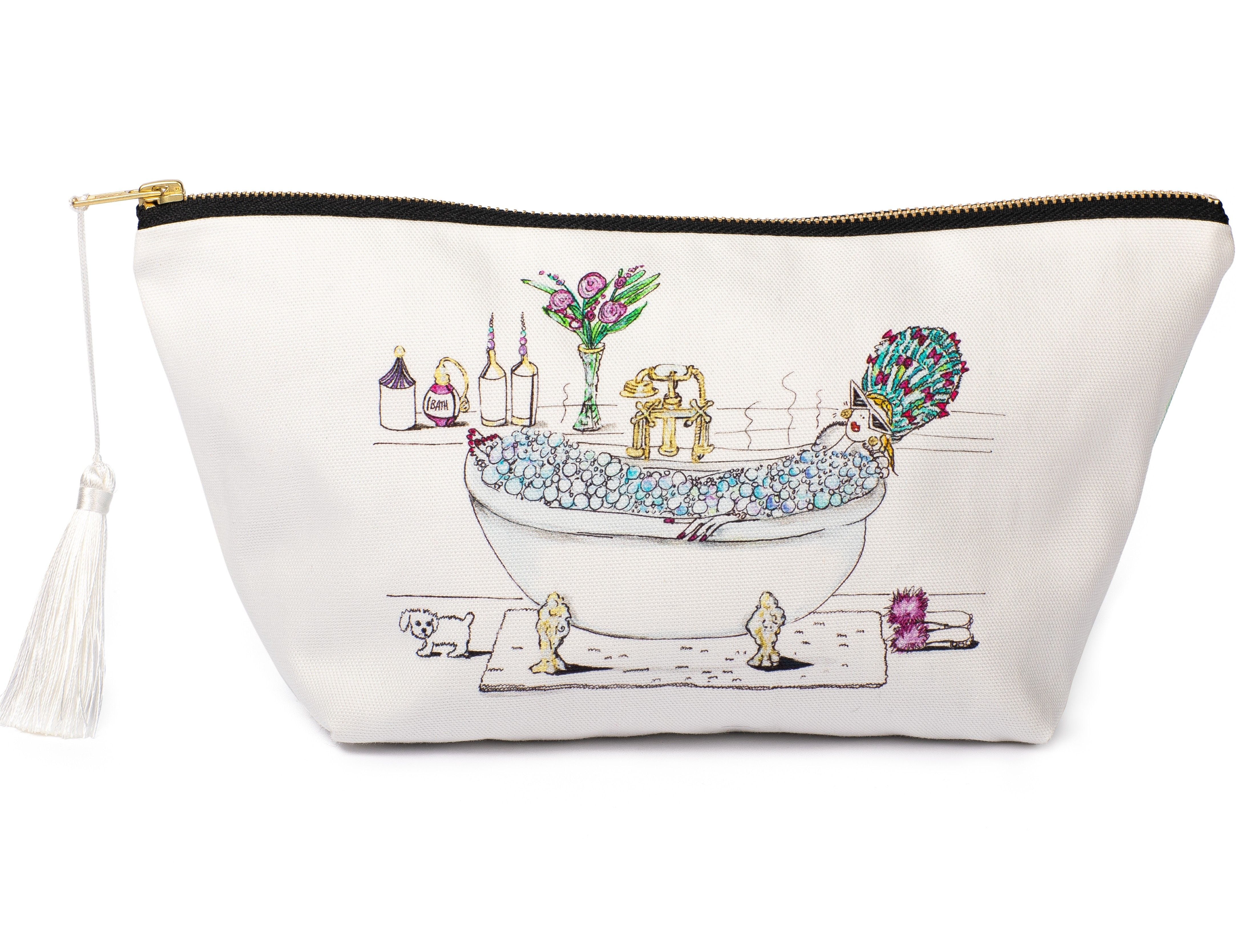 Charlotte Posner canvas washbag with silk tassel, imported from the UK