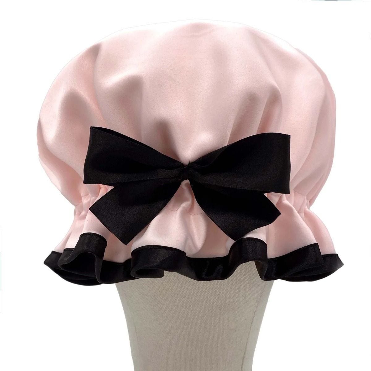 Shower Goddess satin shower cap vintage pink (British brand)