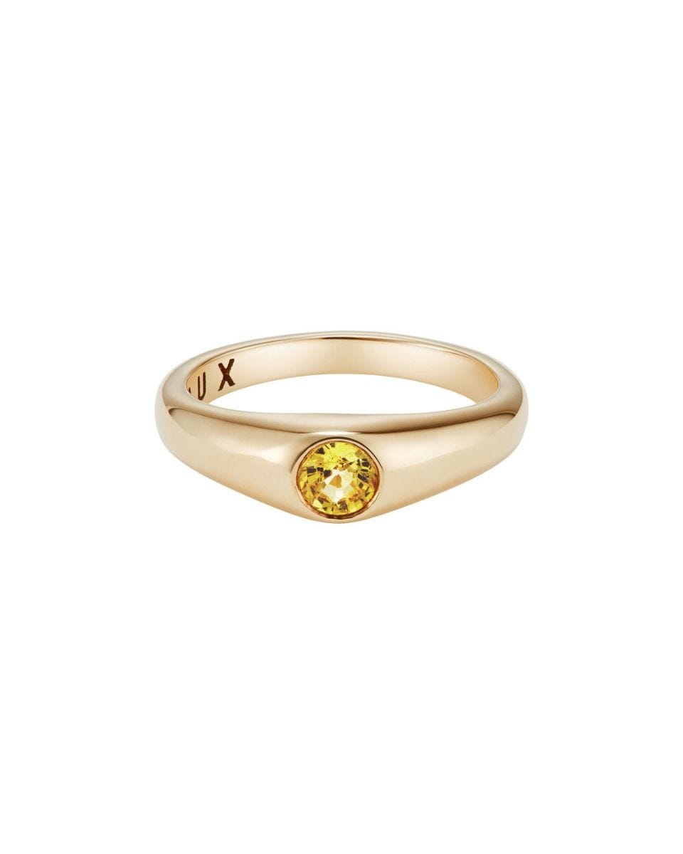 Crux London signet ring yellow sapphire size G, imported from the UK