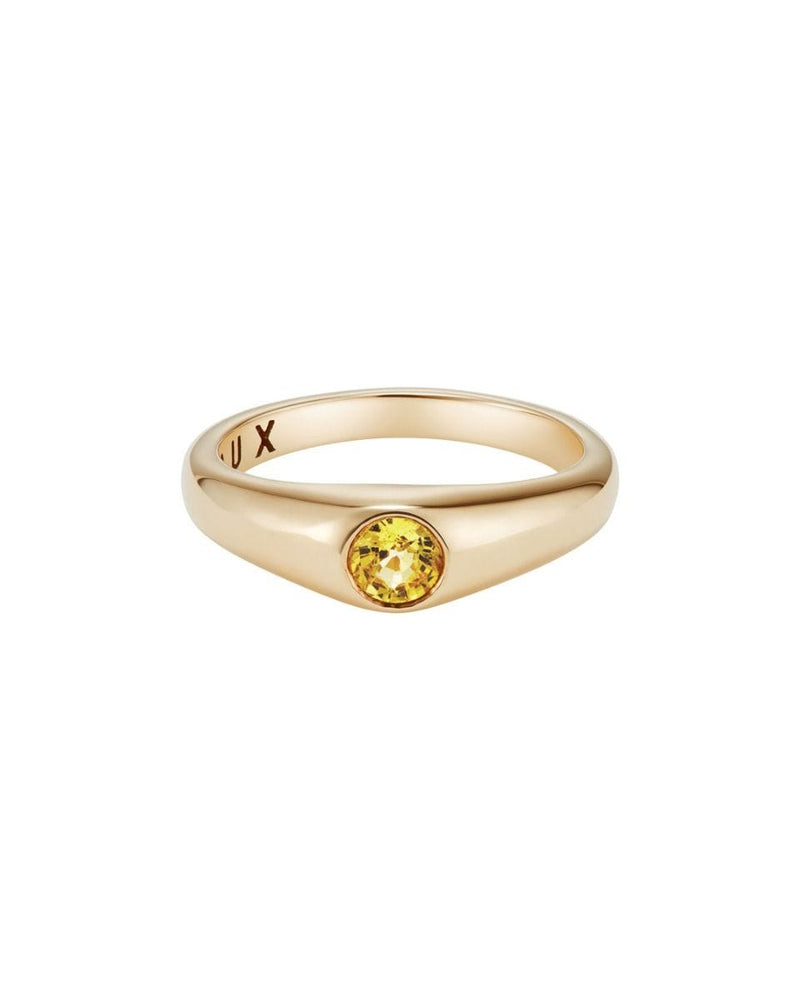 Crux London signet ring yellow sapphire size G, imported from the UK