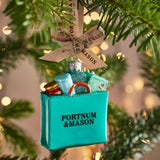Fortnum's glass shopping bag Christmas ornament, imported from the UK