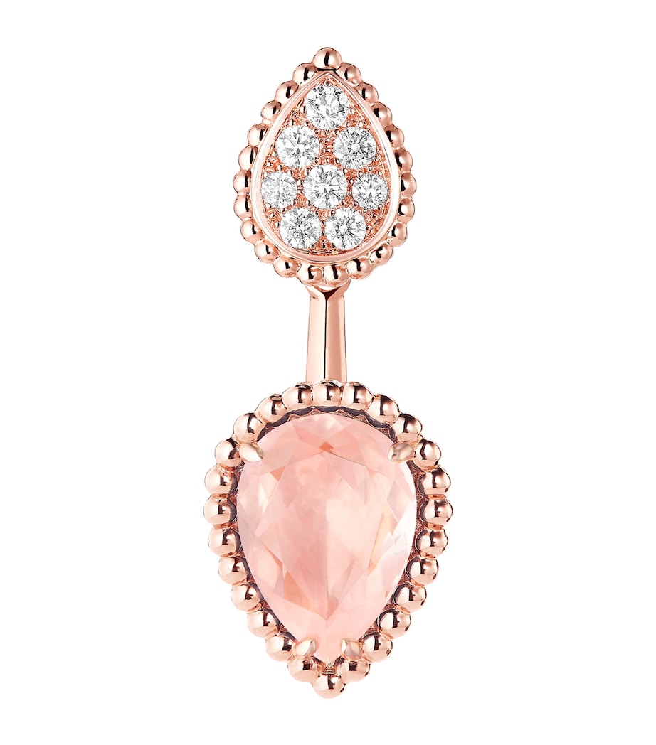 Boucheron Serpent Bohème single earring rose gold diamonds pink quartz (British brand)