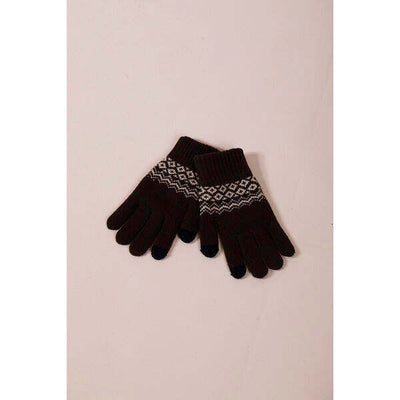 Superdrug SVNX Christmas Print Winter Gloves in Brown One Size- Buy online at McGrocer