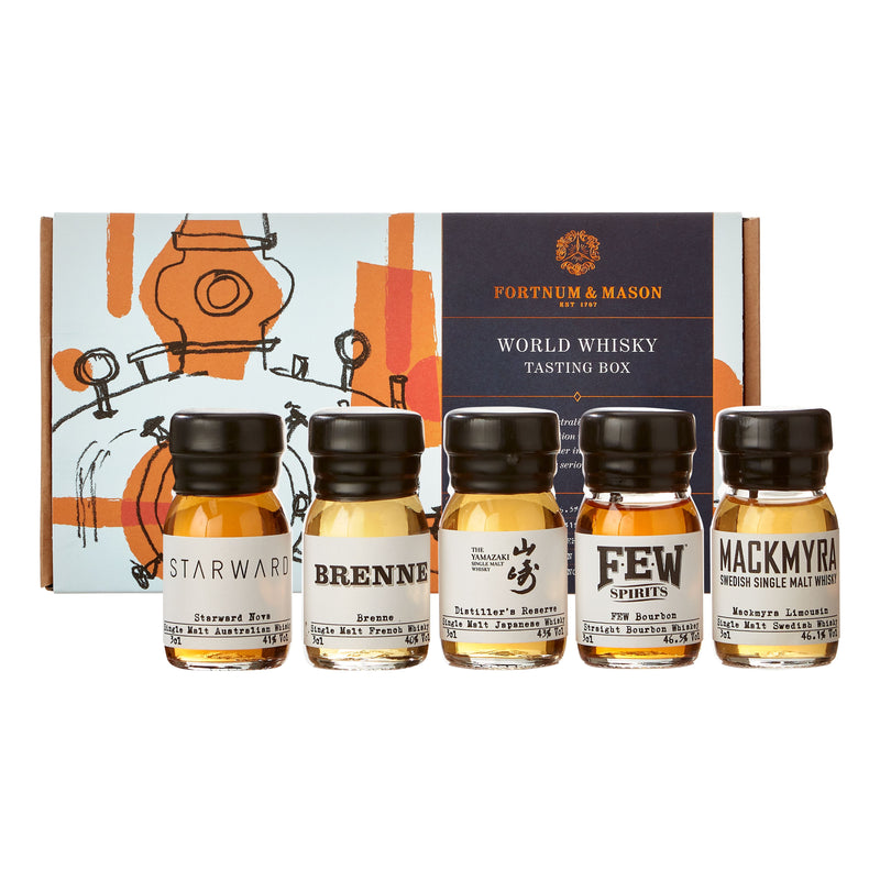 World whisky tasting set with five 3cl samples (British brand)