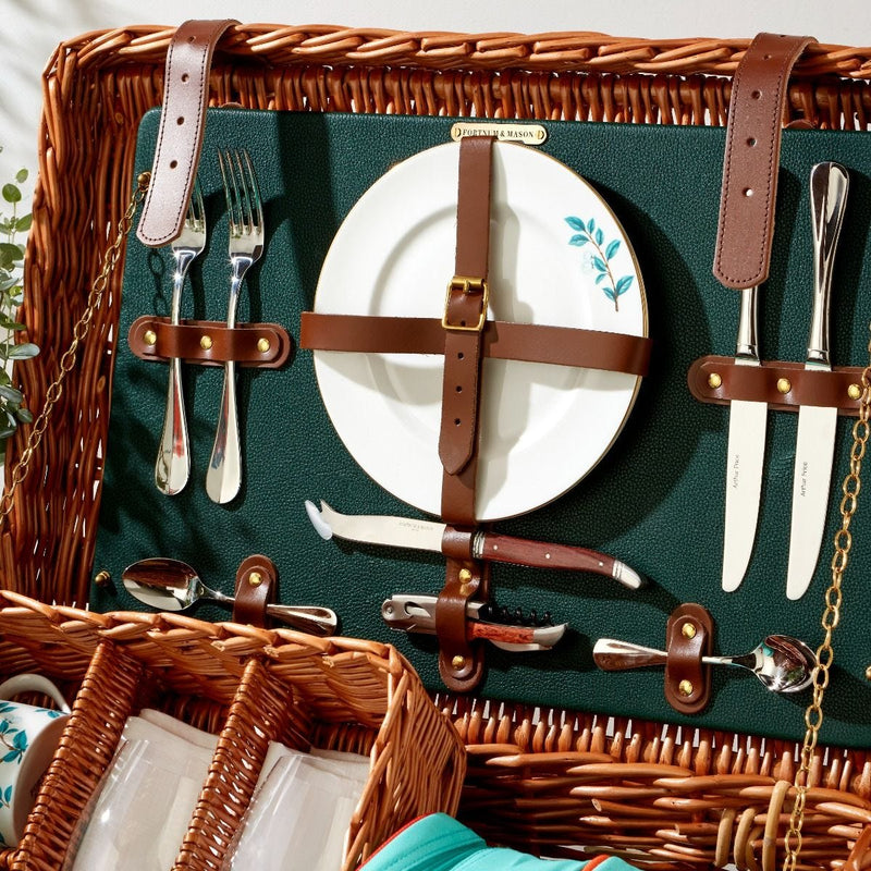 Fortnum's Camellia white wicker hamper for two - British product