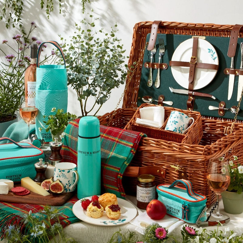 Fortnum's Camellia white wicker hamper for two - British product