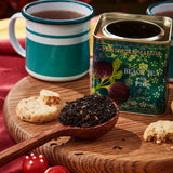 Black tea with fig pieces in 125g tin, imported from the UK