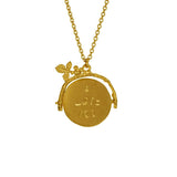 Alex Monroe gold spinning necklace with hidden message, imported from the UK